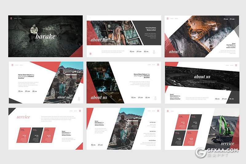 30页多边形大图组合展示风格ppt模板 - 顶尖PPT