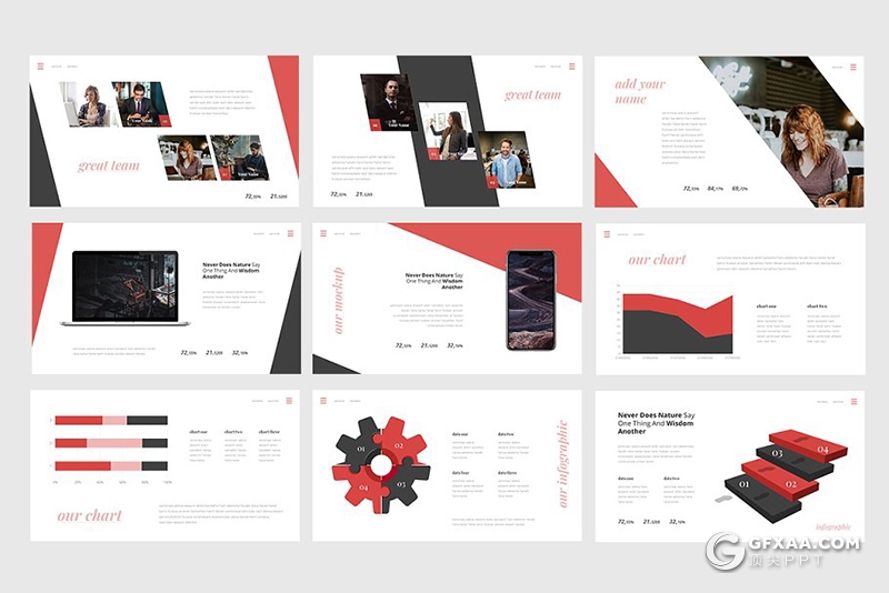 30页多边形大图组合展示风格ppt模板 - 顶尖PPT