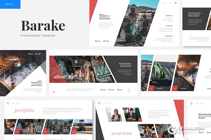 30页多边形大图组合展示风格keynote模板 - 顶尖PPT