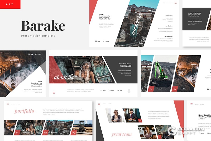 30页多边形大图组合展示风格ppt模板 - 顶尖PPT