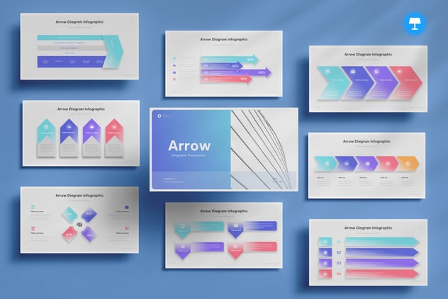 彩色箭头信息图形keynote模板 - 顶尖PPT