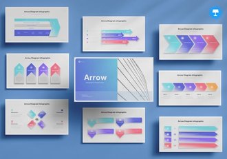 彩色箭头信息图形keynote模板 - 顶尖PPT