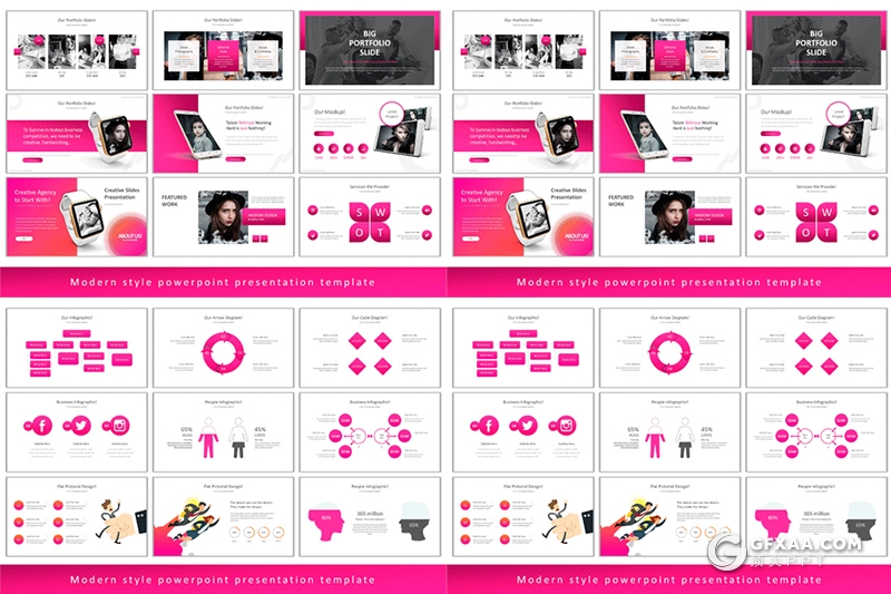 69页高端设计国外粉色渐变商务多用途PPT模板 - 顶尖PPT