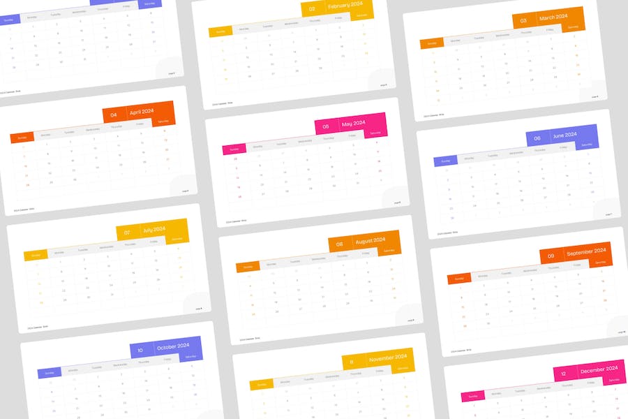 2024年日历PowerPoint模板 - 顶尖PPT