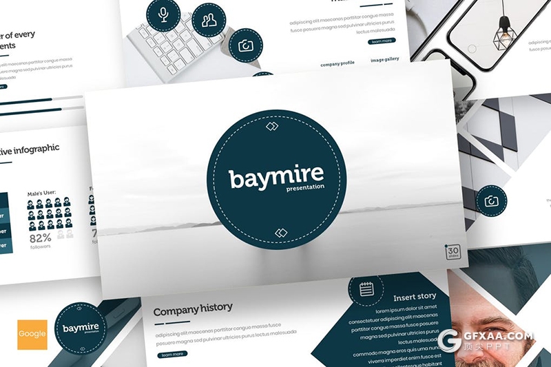 30页5种配色扁平化企业团队介绍商务通用Google slides模板 - 顶尖PPT