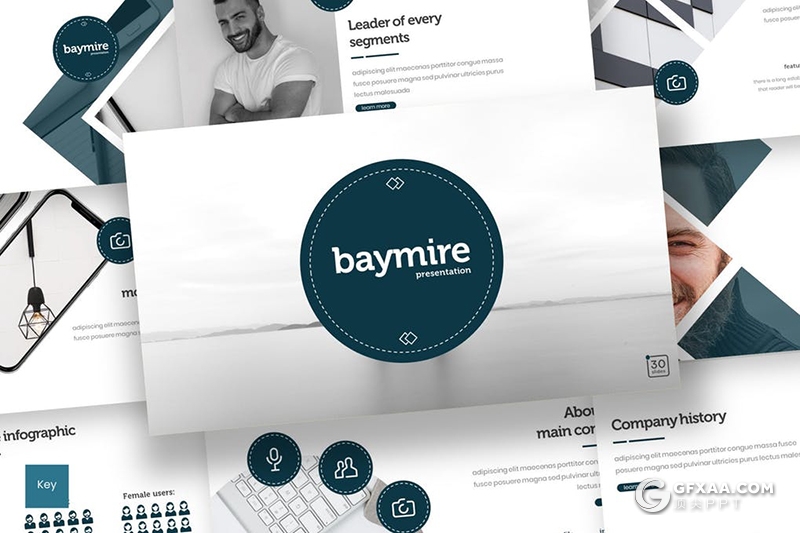 30页5种配色扁平化企业团队介绍商务通用keynote模板 - 顶尖PPT