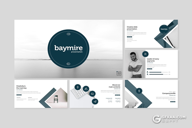 30页5种配色扁平化企业团队介绍商务通用ppt模板 - 顶尖PPT