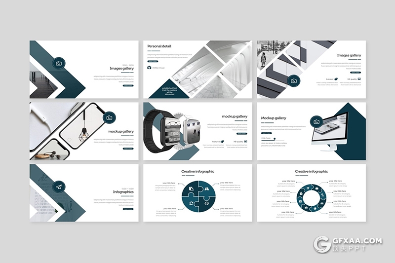 30页5种配色扁平化企业团队介绍商务通用ppt模板 - 顶尖PPT
