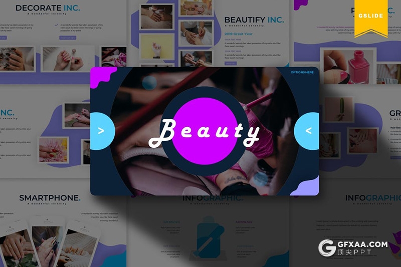 30页创意图形设计美容美妆行业Google slides模板 5种主题配色 - 顶尖PPT