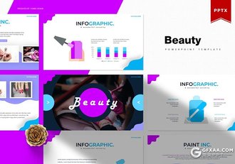 30页创意图形设计美容美妆行业ppt模板 5种主题配色 - 顶尖PPT
