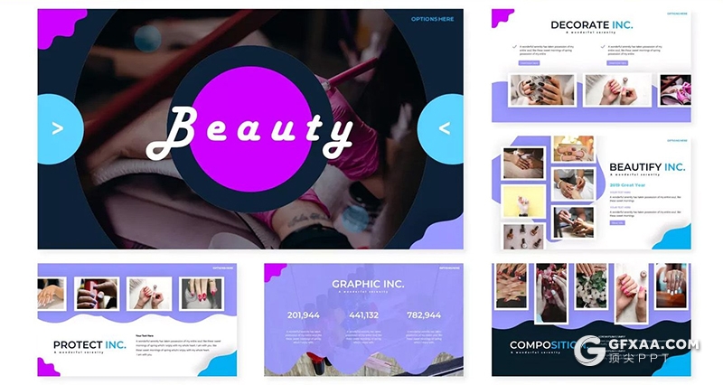 30页创意图形设计美容美妆行业Google slides模板 5种主题配色 - 顶尖PPT