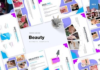 30页创意图形设计美容美妆行业keynote模板 5种主题配色 - 顶尖PPT