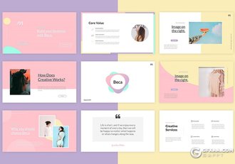 46页国外小清新唯美风格Google slides模板 - 顶尖PPT