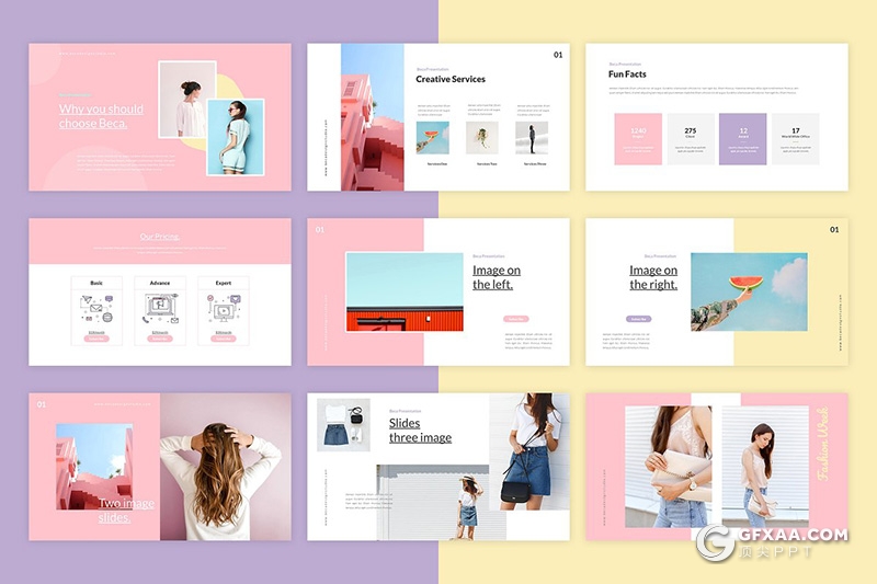 46页国外小清新唯美风格ppt模板 - 顶尖PPT