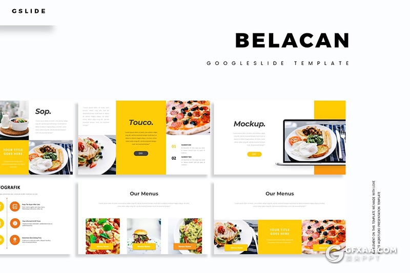 30页西式餐饮美食介绍展示Google slides模板 5种主题配色 - 顶尖PPT
