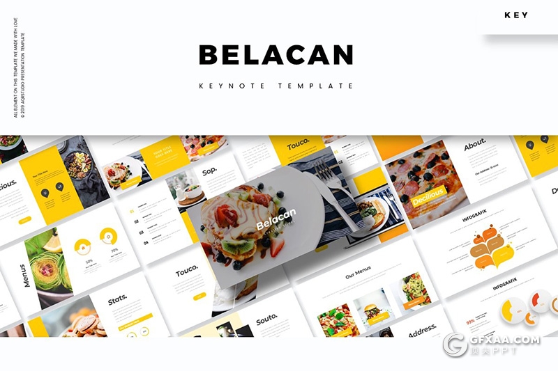 30页西式餐饮美食介绍展示keynote模板 5种主题配色 - 顶尖PPT