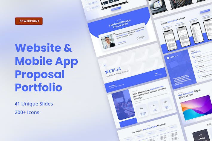 网站应用程序项目开发组合建议书商业计划通用PPT模板 - 顶尖PPT