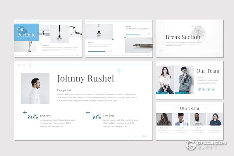 30页简约文艺范公司个人发展历程介绍Google slides模板 - 顶尖PPT