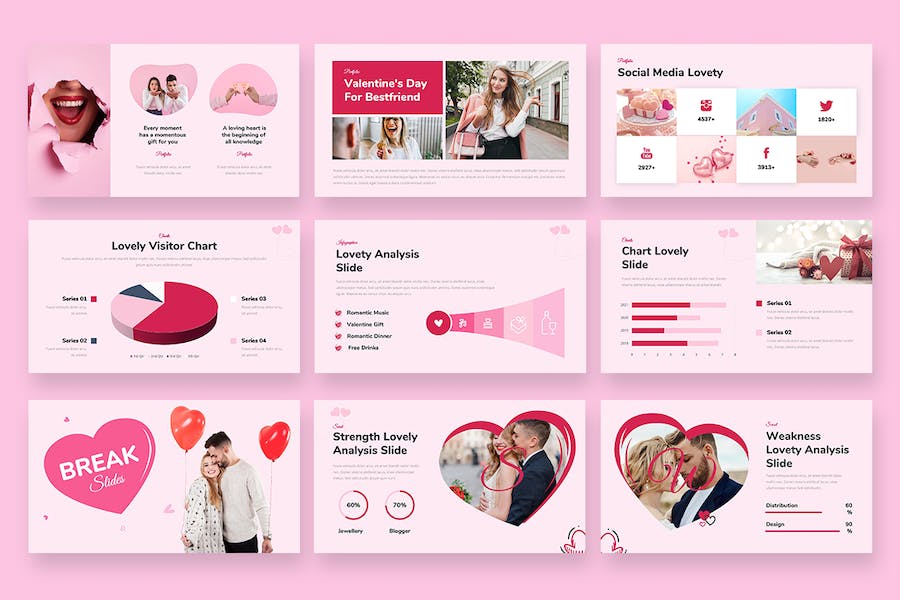 可爱温馨情人节主题PPT模板 - 顶尖PPT