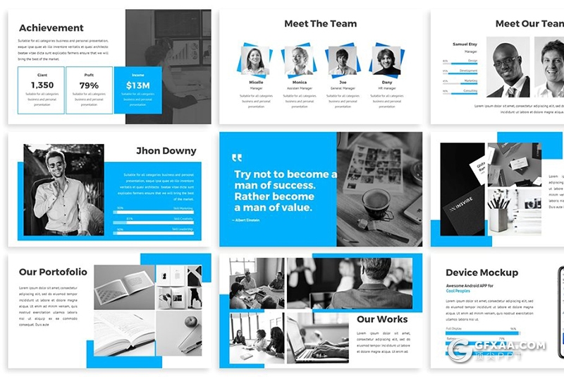 欧美商务风格企业年终总结汇报keynote模板 3种主题配色 - 顶尖PPT