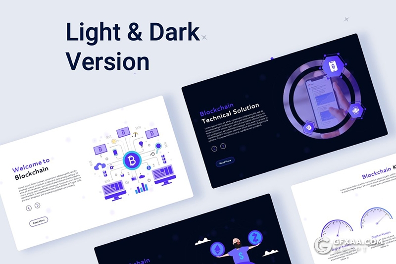 39页科技风格区块链数据分析PPT模板+31页人物模板 - 顶尖PPT