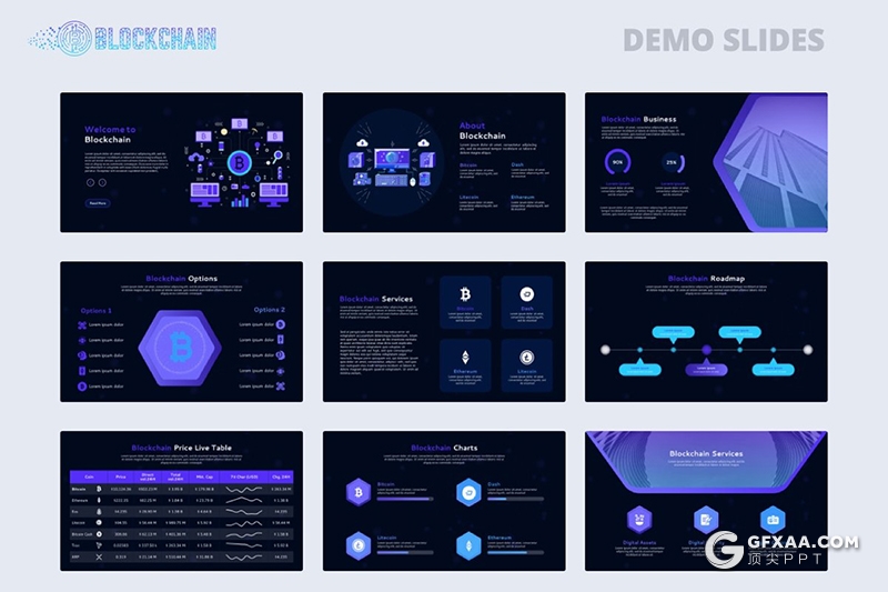 39页科技风格区块链数据分析PPT模板+31页人物模板 - 顶尖PPT