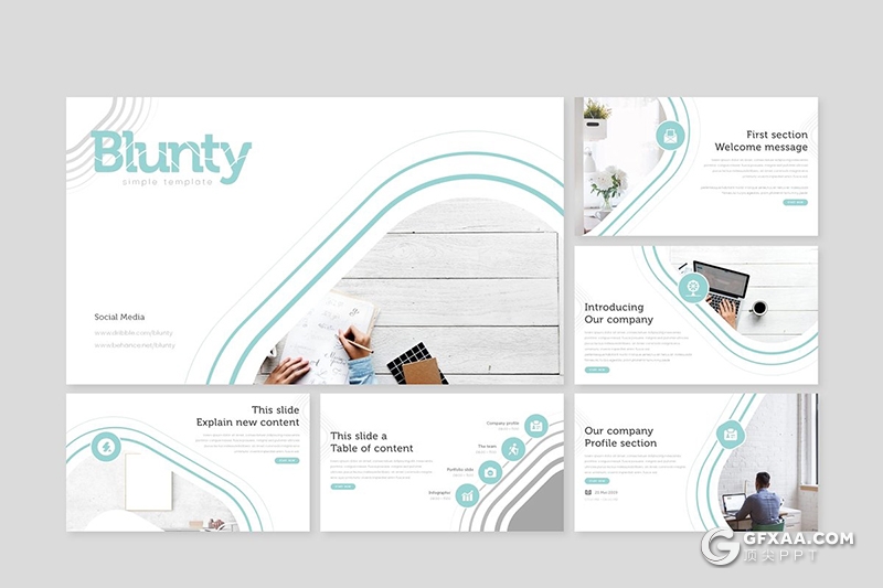 30页扁平化欧美风格企业团队介绍通用ppt模板 - 顶尖PPT