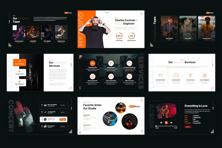 音乐制作行业项目成果展示PPT模板 - 顶尖PPT