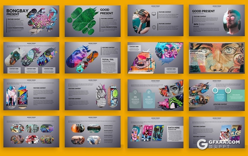 23页创意作品展示keynote模板 附赠1000多个icon图标素材 - 顶尖PPT