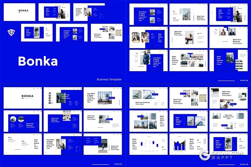 30页蓝色扁平化国外办公环境展示keynote模板 - 顶尖PPT