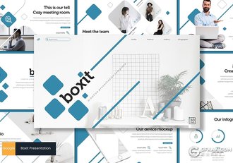 30页圆角矩形组合设计国外商务风格Google slides模板 5种配色 - 顶尖PPT