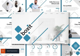 30页圆角矩形组合设计国外商务风格ppt模板 5种配色 - 顶尖PPT