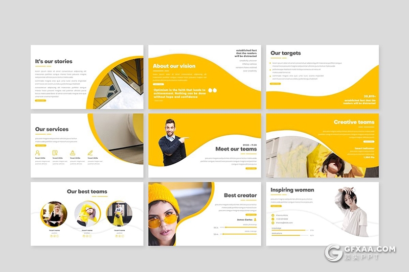 30页5种配色圆弧图形设计教育培训行业ppt模板 - 顶尖PPT