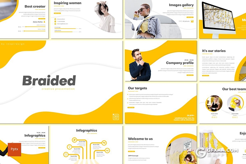 30页5种配色圆弧图形设计教育培训行业ppt模板 - 顶尖PPT