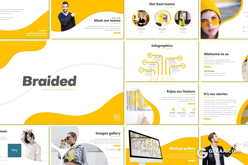 30页5种配色圆弧图形设计教育培训行业keynote模板 - 顶尖PPT