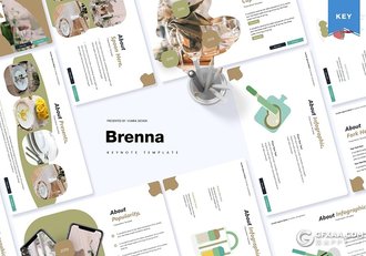 30页5种配色创意图形西式餐饮介绍分析keynote模板 - 顶尖PPT