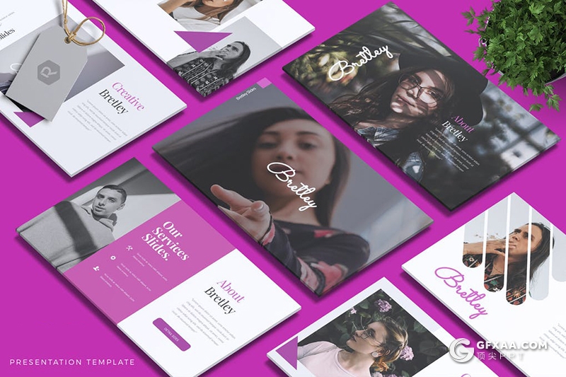 30页简约时尚摄影模特展示ppt模板 5种主题配色 - 顶尖PPT