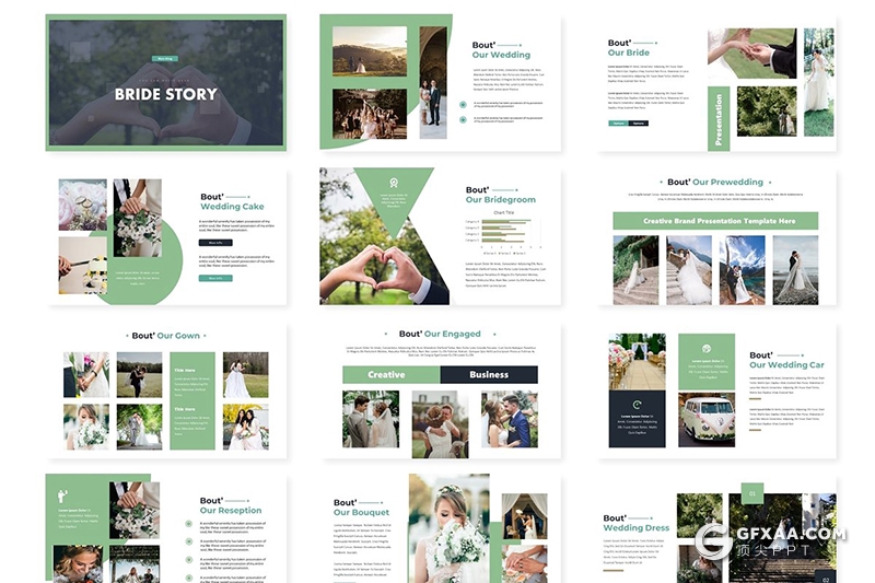 30页5种配色婚礼现场活动策划Google slides模板 - 顶尖PPT