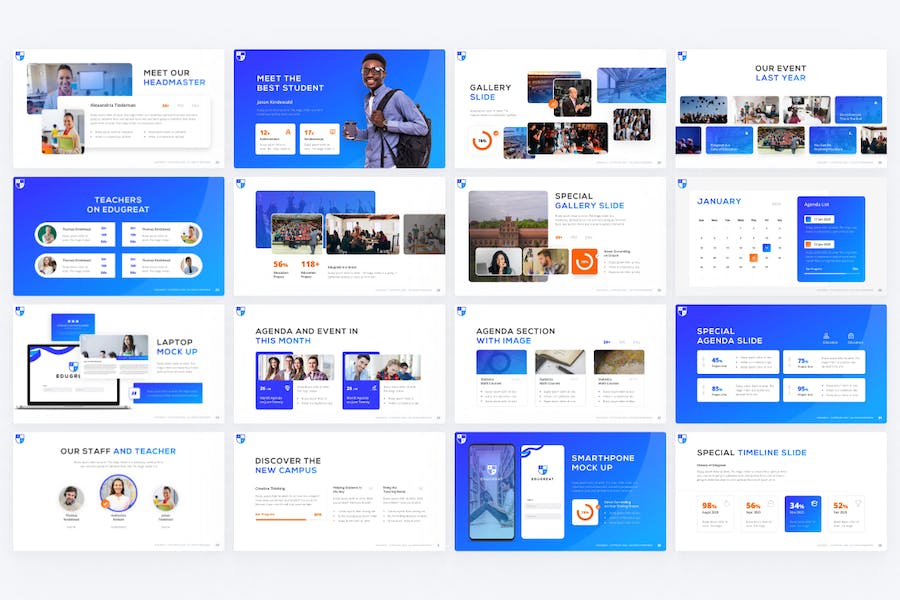 卓越教育现代教育培训学校介绍展示PPT模板 - 顶尖PPT