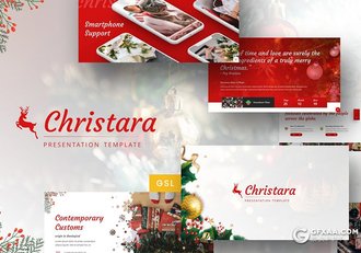 33页深浅两种底色圣诞节喜庆风格Google slides模板 - 顶尖PPT