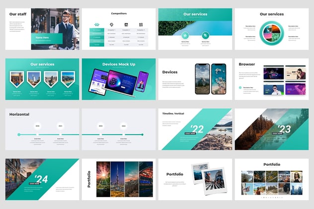 现代企业年度工作报告解决方案信息图形PPT模板 - 顶尖PPT