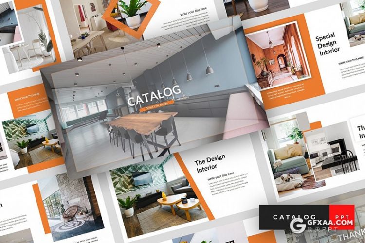 36页欧美风格橙色家具展示介绍ppt模板 - 顶尖PPT