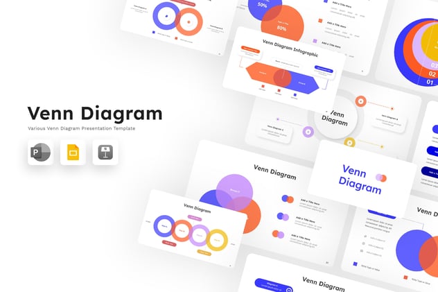 维恩图数据对比演示文稿PPT模板 - 顶尖PPT