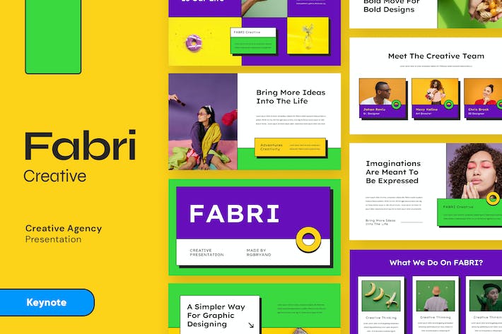 黄色多彩创意视觉设计提案Keynote模板 - 顶尖PPT