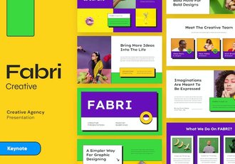 黄色多彩创意视觉设计提案Keynote模板 - 顶尖PPT
