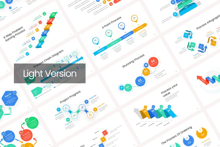 创意彩色流程步骤图形PPT模板 - 顶尖PPT
