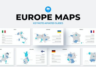 欧洲各个国家地图keynote模板 - 顶尖PPT