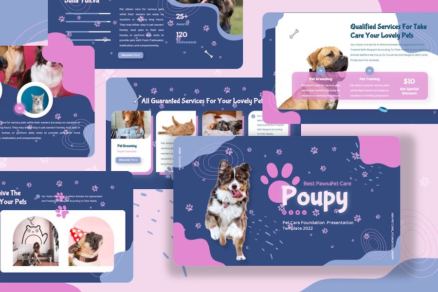宠物护理服务推广宣传Keynote模板 - 顶尖PPT