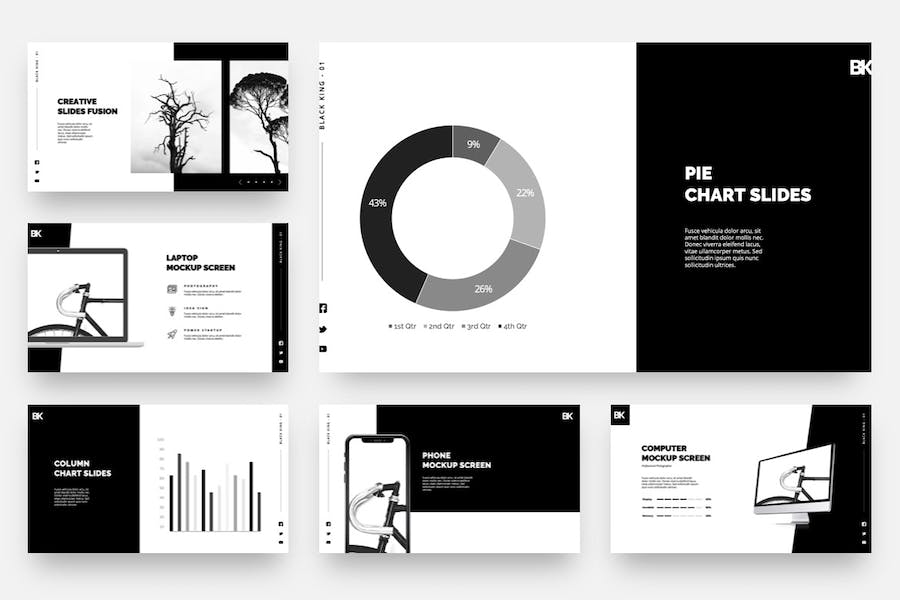 黑色极简创意PPT模板 - 顶尖PPT