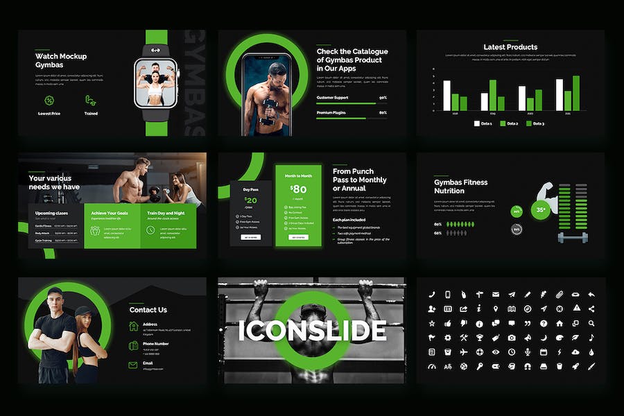 健身房会员课程规划Keynote模板 - 顶尖PPT